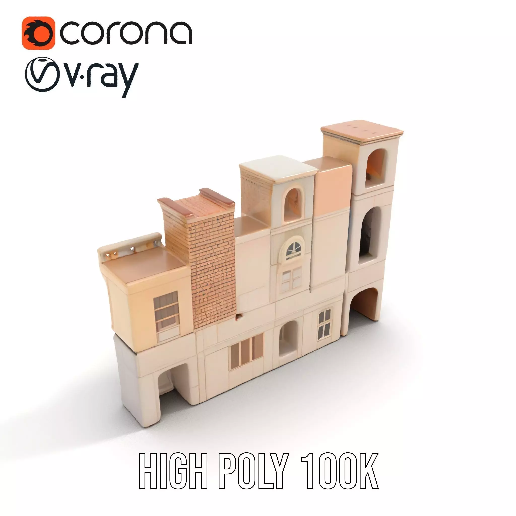 Classic Architectural Facade model pack Low-poly 3D model_22