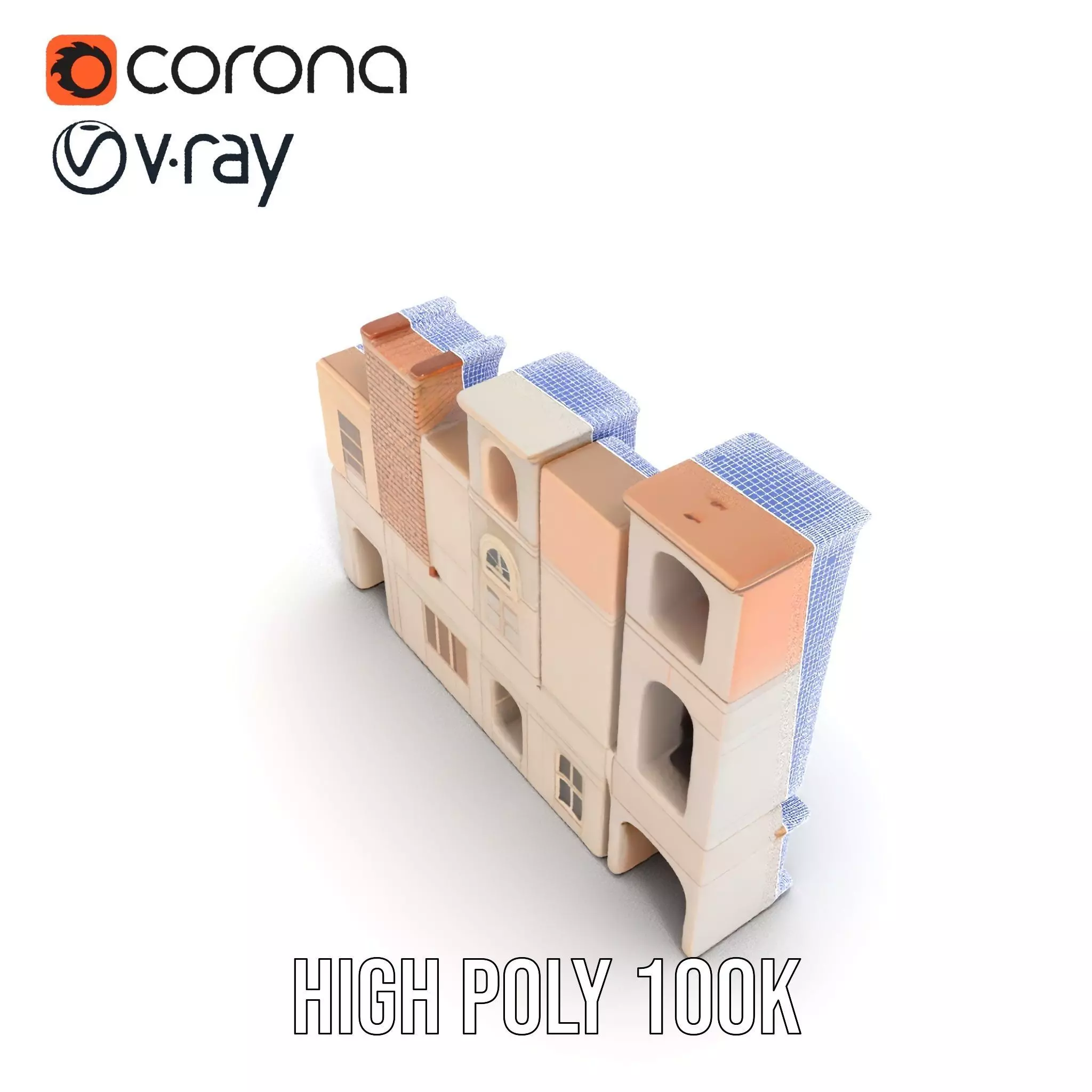 Classic Architectural Facade model pack Low-poly 3D model_31