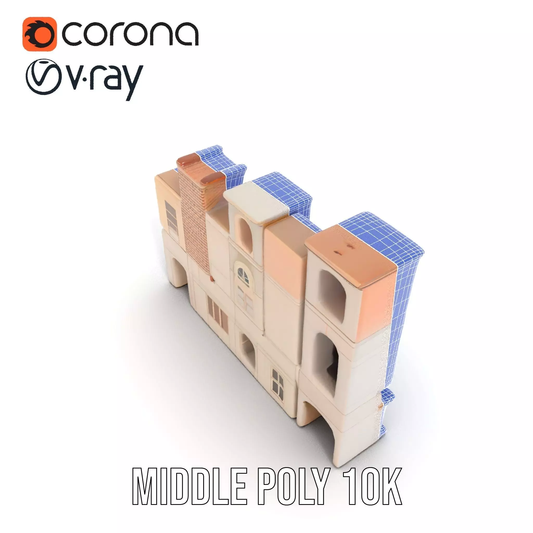 Classic Architectural Facade model pack Low-poly 3D model_29