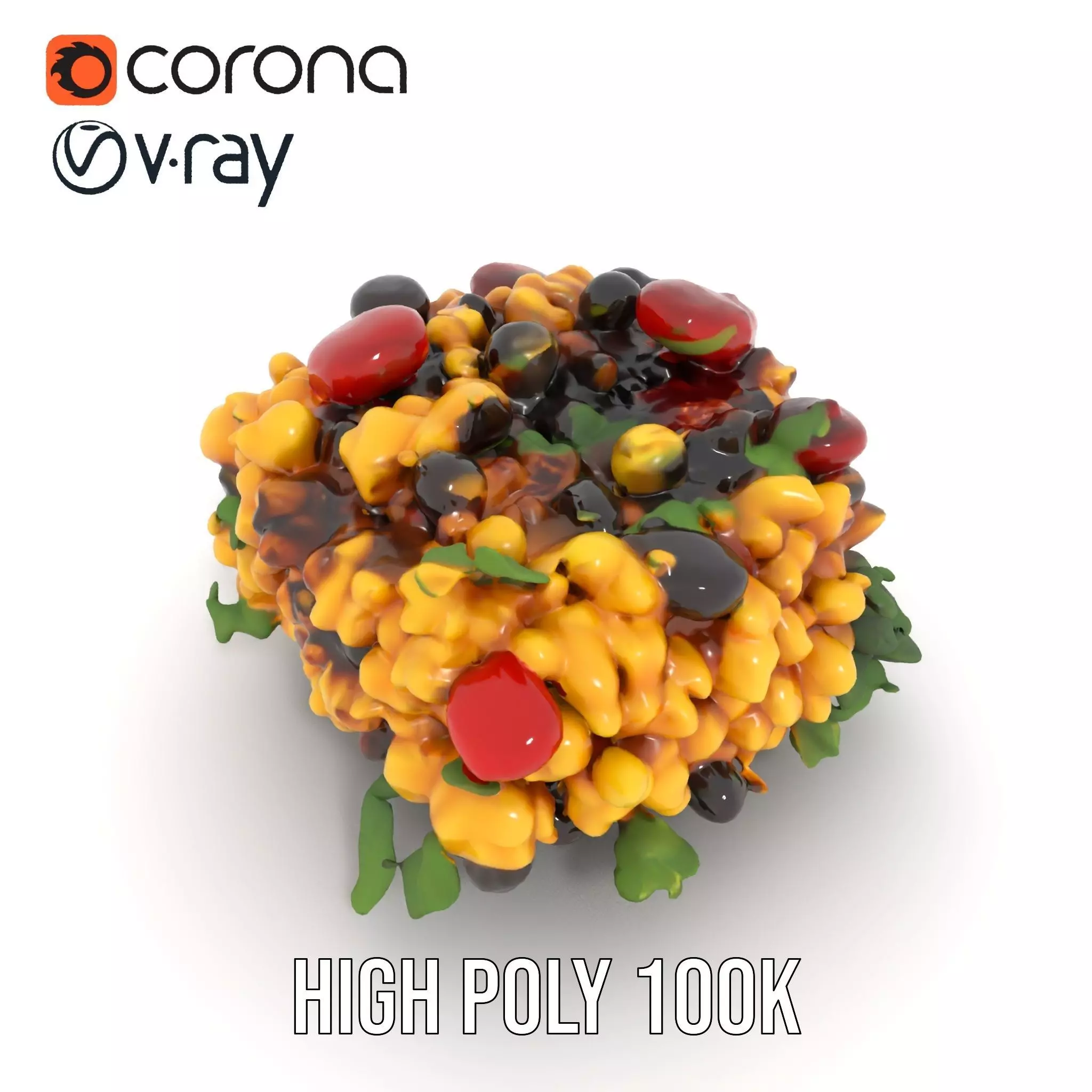 Vibrant Pasta Salad model pack Low-poly 3D model_21