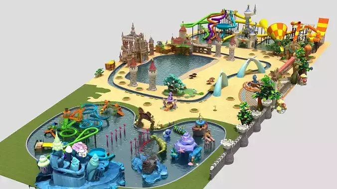Outdoor themed water park