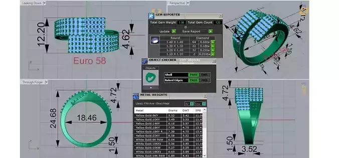 Luxury Womens stl 3dm Ring Jeweler jr00220