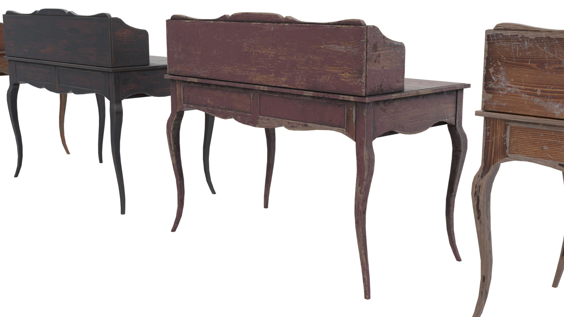 Dresser Cabinet Table Low-poly 3D model_6