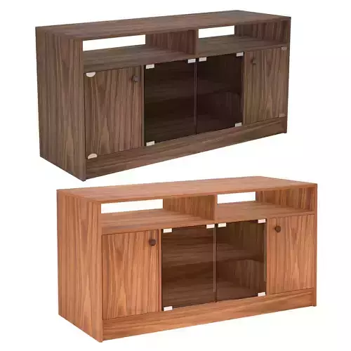 3D American Walnut Wood TV Console Cabinet