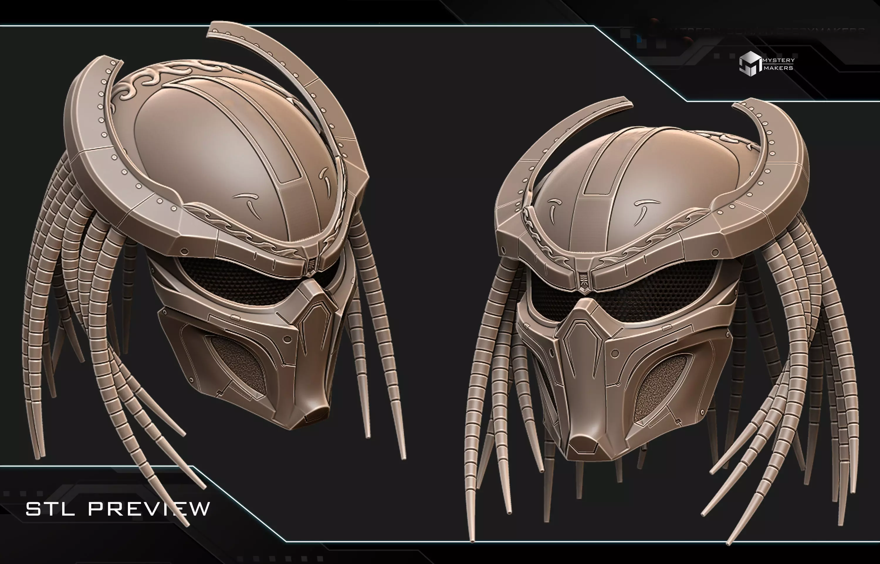 Predator Samurai era helmet 3D print model_2