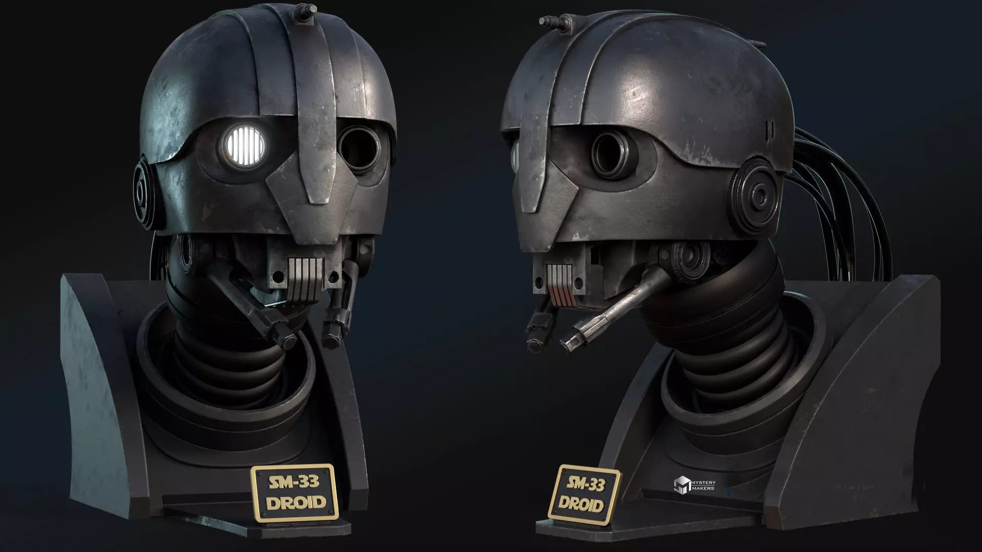SM33 droid bust 3D print model_2
