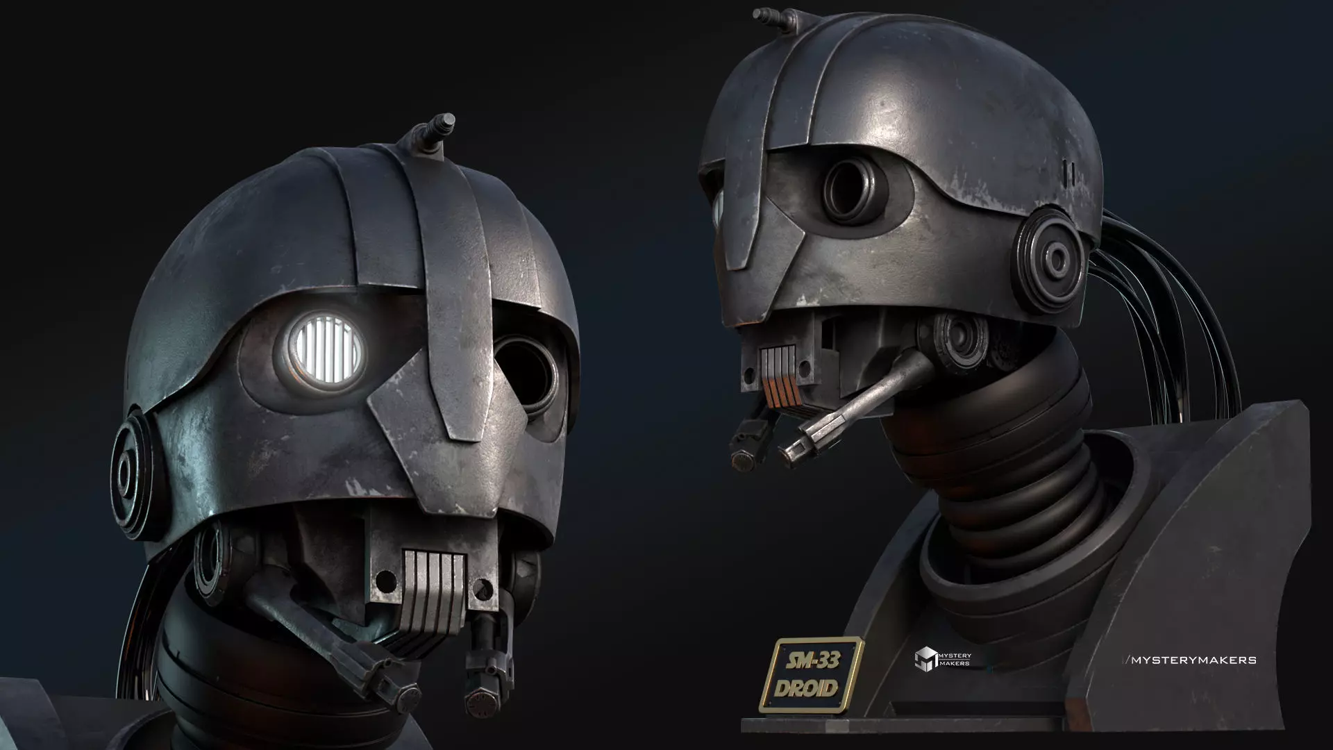 SM33 droid bust 3D print model_0