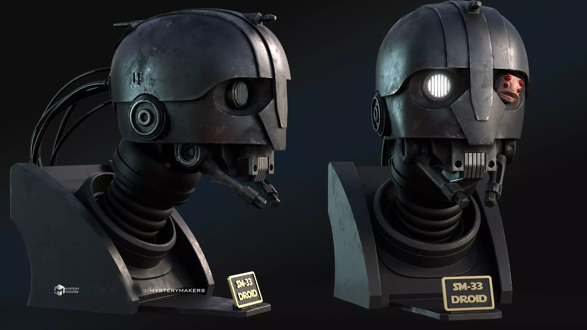 SM33 droid bust 3D print model_3