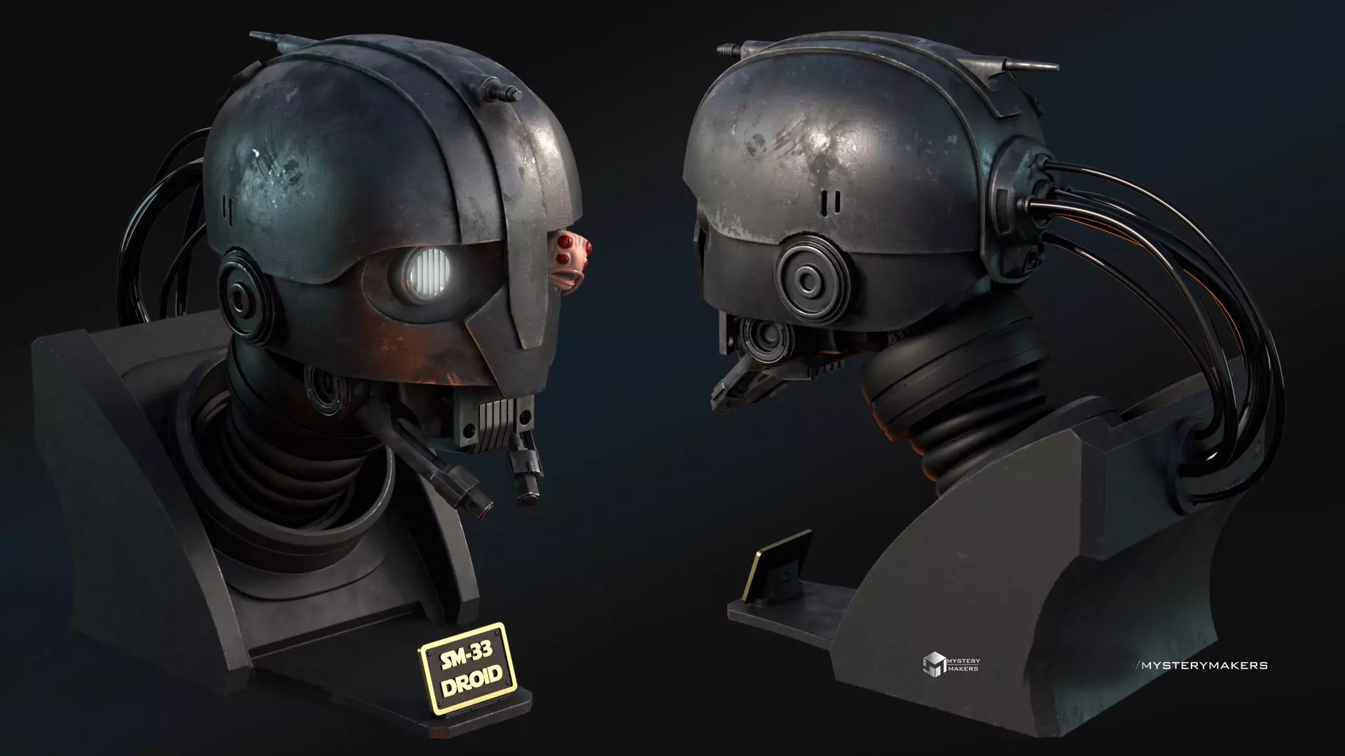 SM33 droid bust 3D print model_1