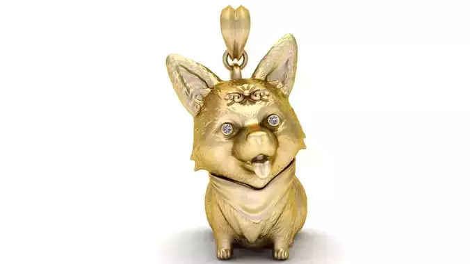  Golden Corgi Pendant