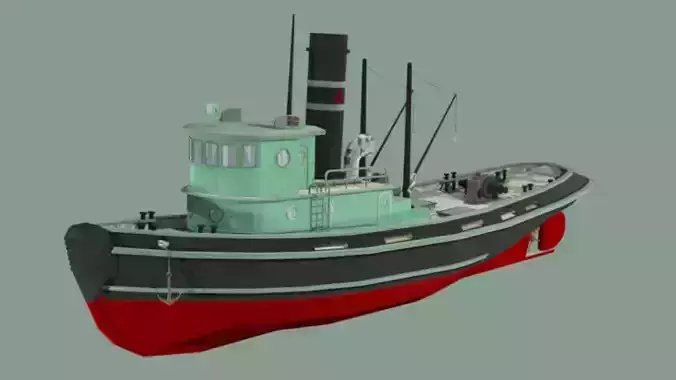 Old Fishing Boat B Low Poly 3D Model Low-poly 3D model