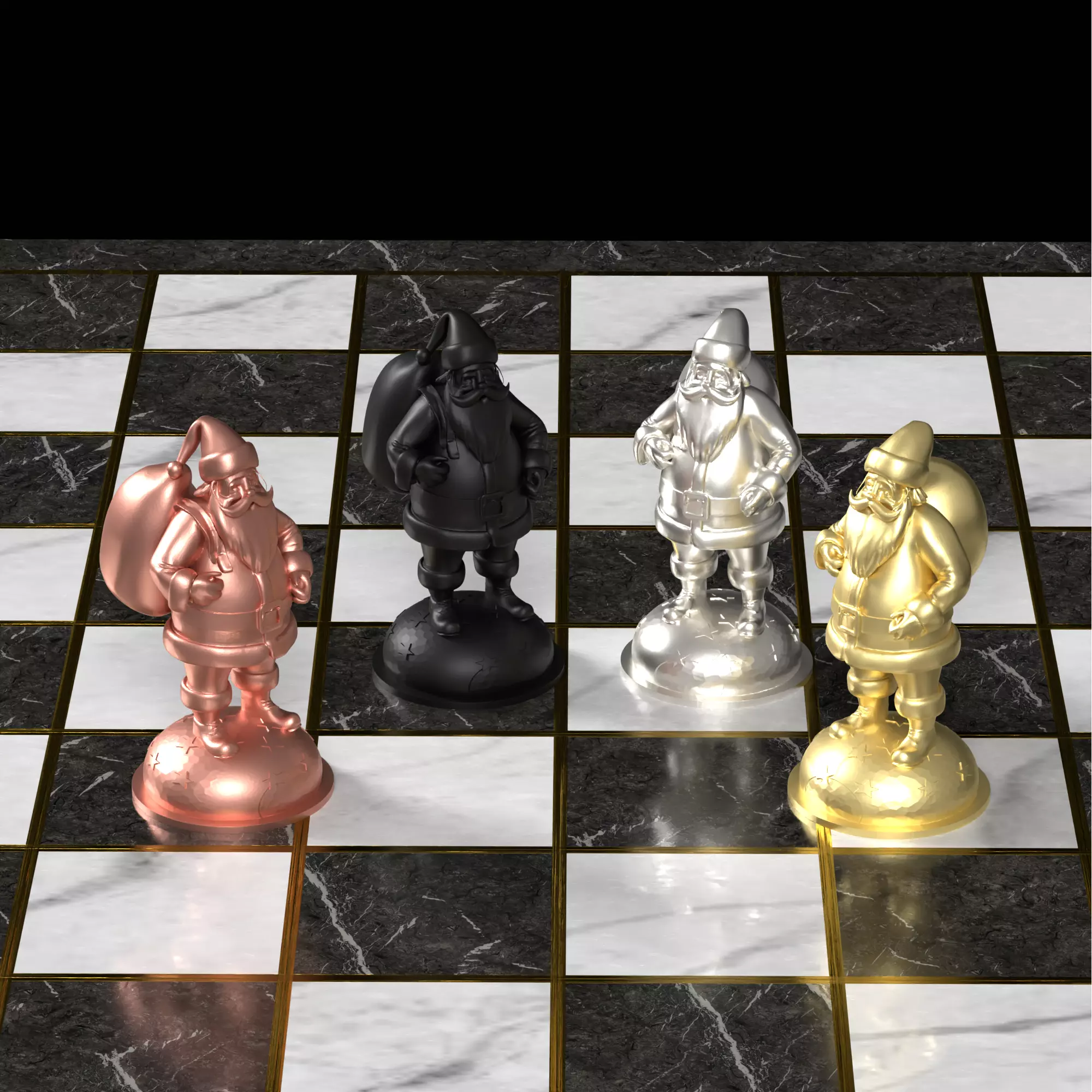 Festive Christmas Chess Set Santa Elves Reindeer 3D print model_16