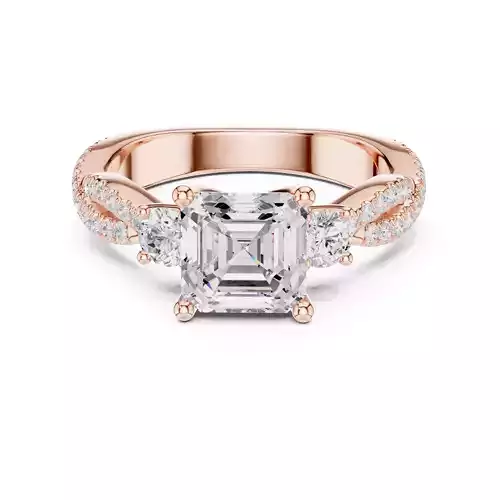 Twisted Shank Asscher Cut Diamond Engagement Ring 3DM STL Video