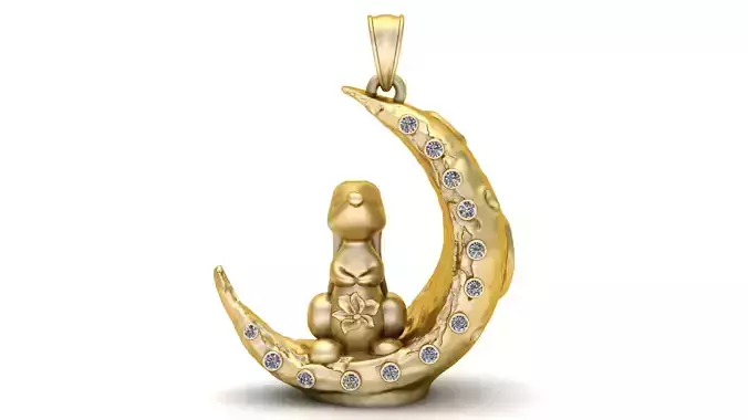 Gold Moon Rabbit Pendant