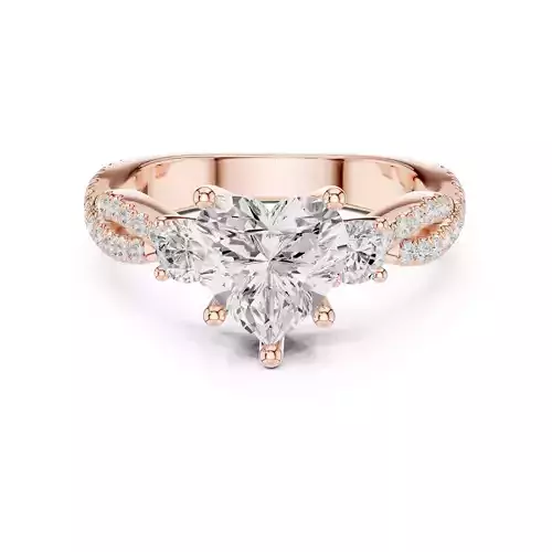 Twisted Shank Heart Cut Diamond Engagement Ring 3DM STL Video
