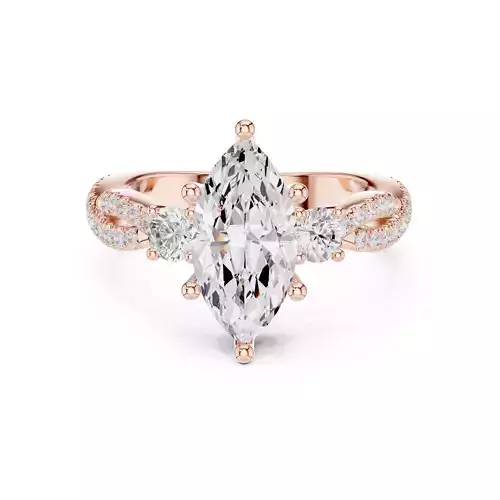 Twisted Shank Marquise Cut Diamond Wedding Ring 3DM STL Video