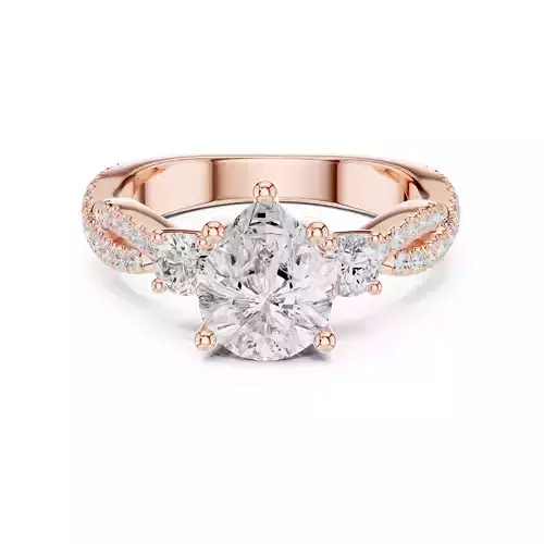 Twisted Shank Pear Cut Diamond Wedding Ring 3DM STL Video