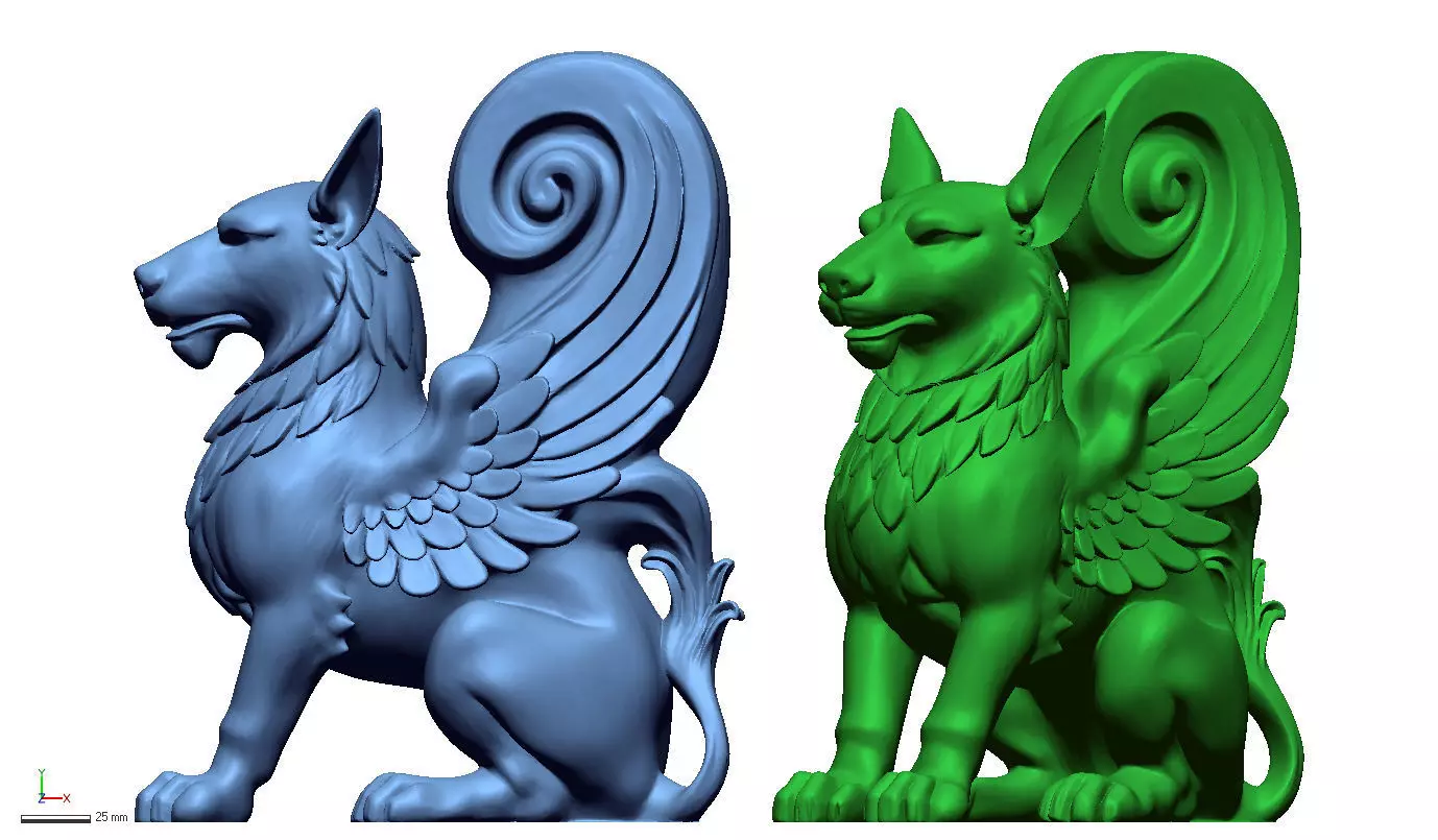 Majestic wooden wolf guardian statue high-quality 3d model 3D print model_1