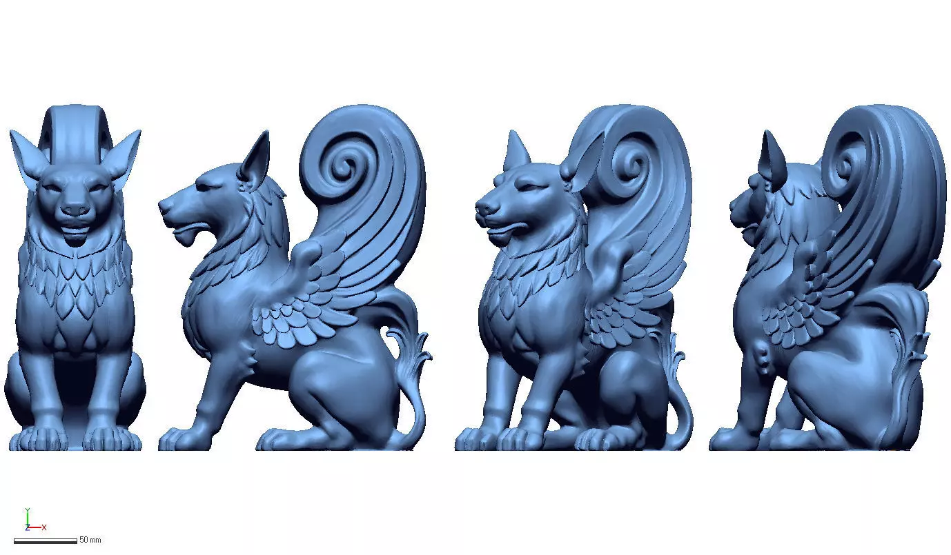 Majestic wooden wolf guardian statue high-quality 3d model 3D print model_2