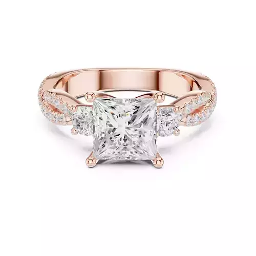 Twisted Shank Princess Cut Diamond Wedding Ring 3DM STL Video