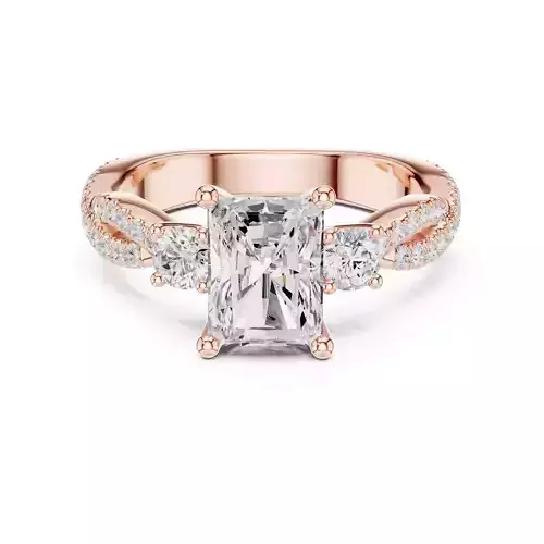 Twisted Shank Princess Cut Diamond Wedding Ring 3DM STL Video