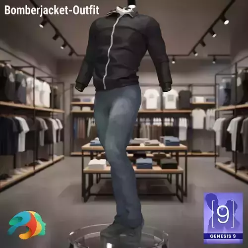Bomber Jacket Outfit for Genesis 9 3D model