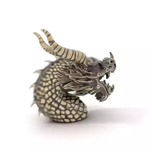 Elegant Silver Dragon Head model pack Low-poly 3D model