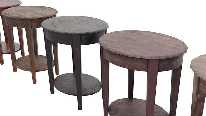Small Round Wood Table Low-poly 3D model