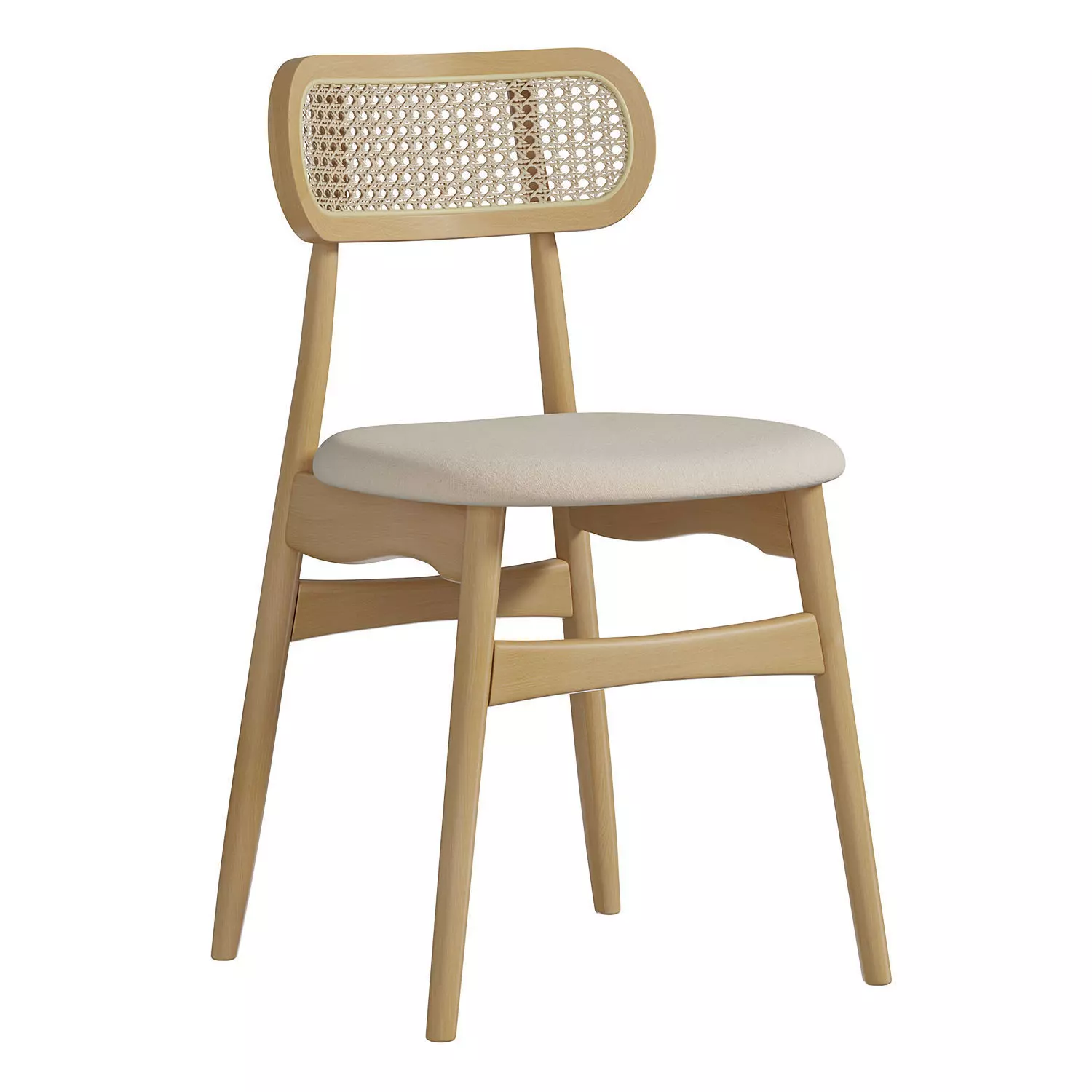 Ash Wood Side Chair Faux Leather 3D model