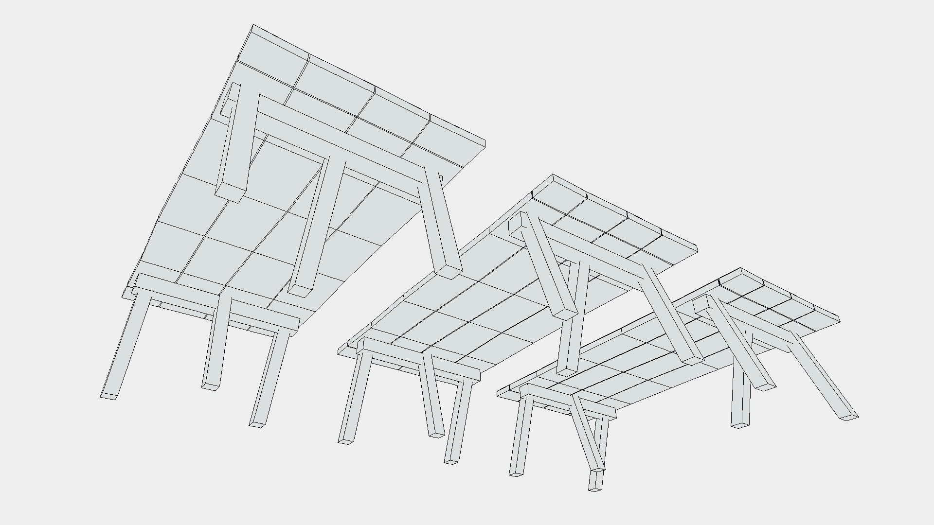 Wooden Bar Table Low-poly 3D model_7