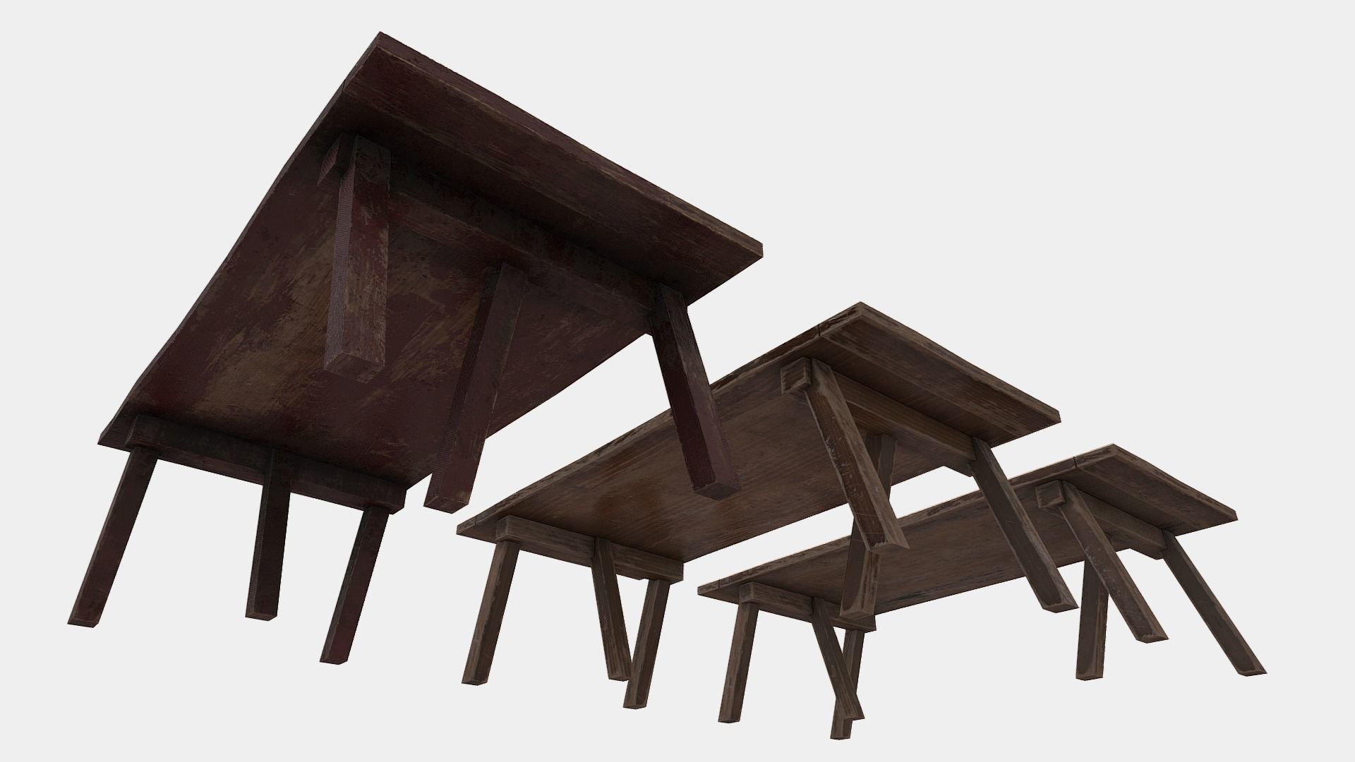 Wooden Bar Table Low-poly 3D model_5