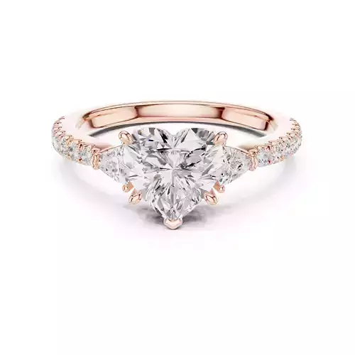 Heart and Trillion Diamond Round Cut Pave Band Ring 3DM STLVideo 3D print model
