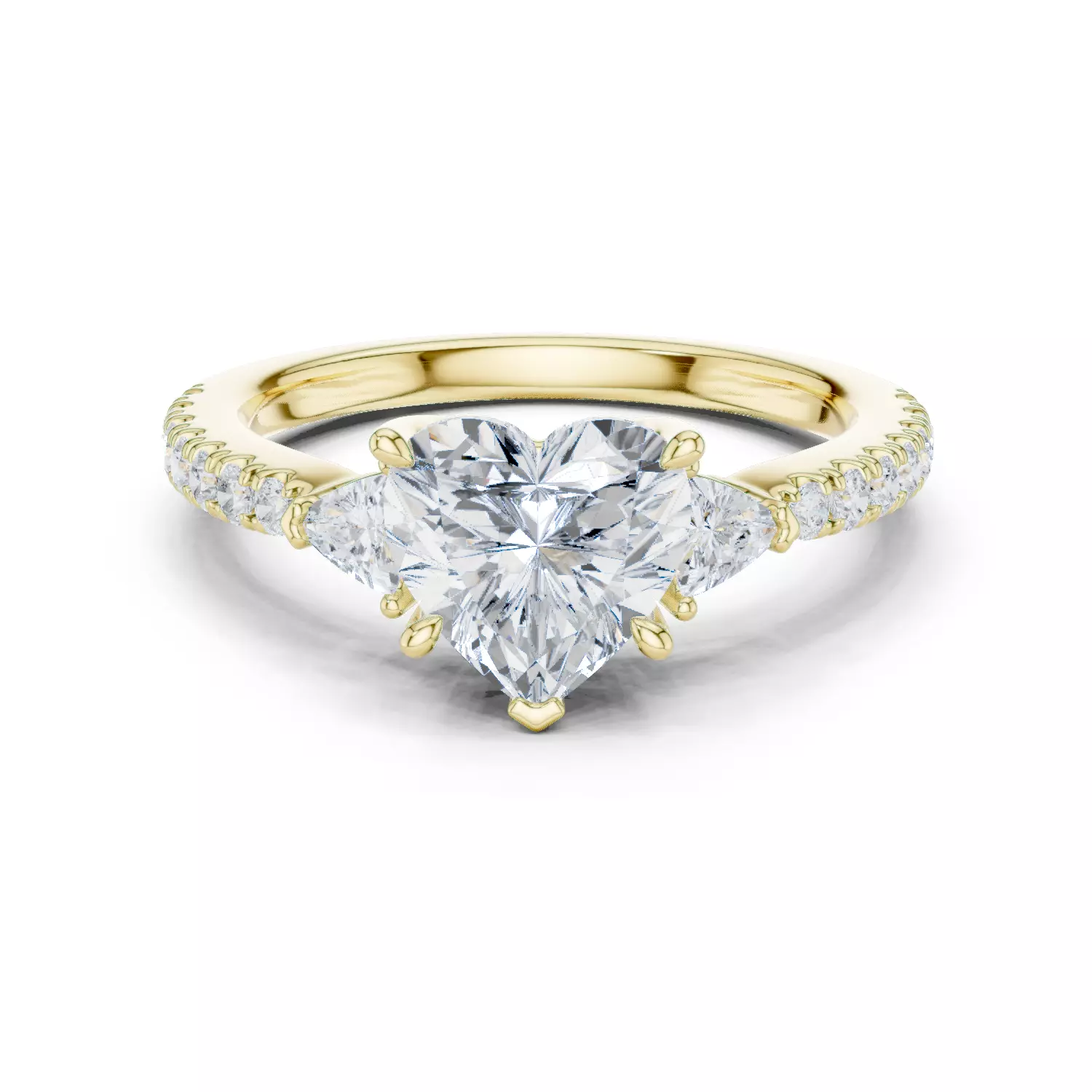 Heart and Trillion Diamond Round Cut Pave Band Ring 3DM STLVideo 3D print model_13