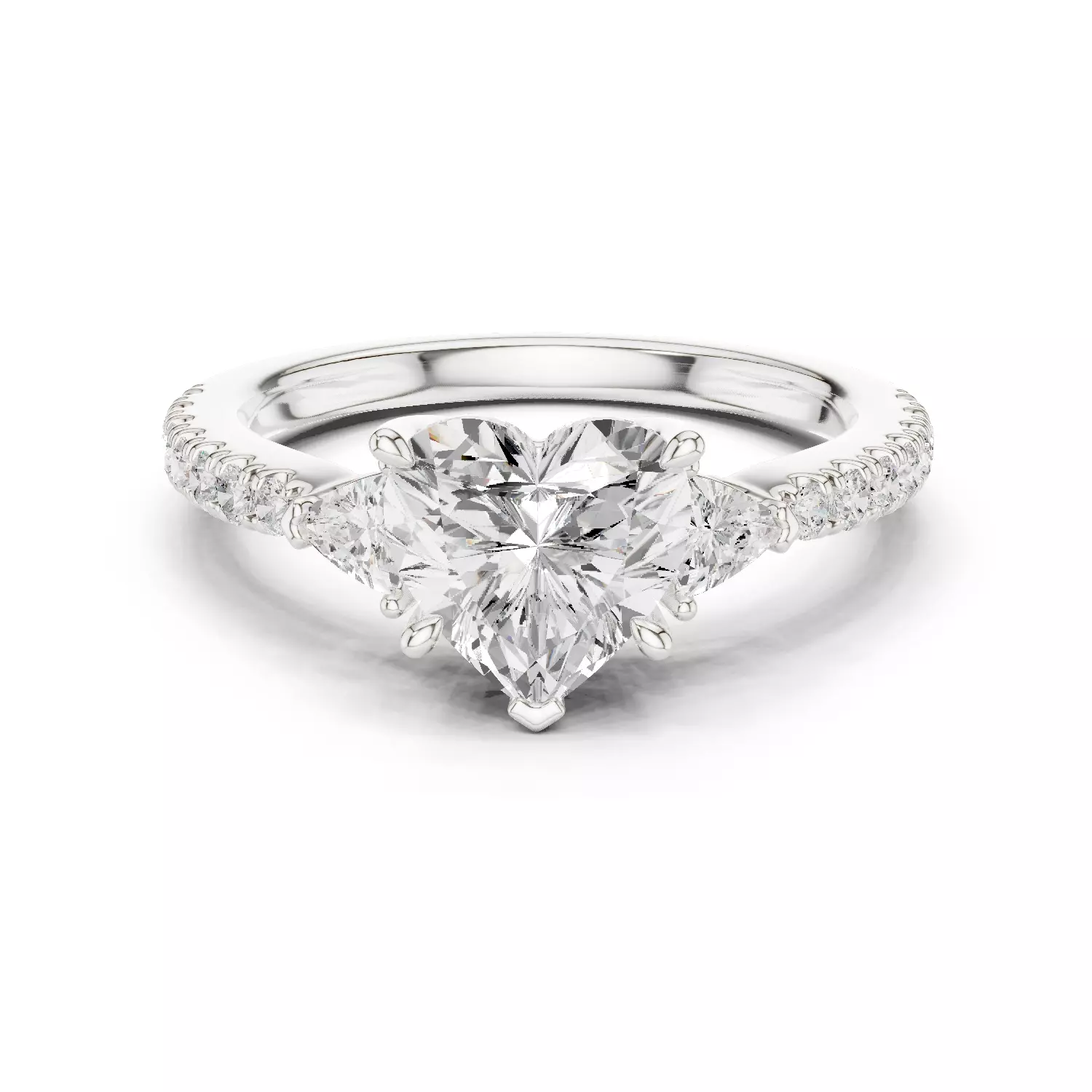 Heart and Trillion Diamond Round Cut Pave Band Ring 3DM STLVideo 3D print model_14