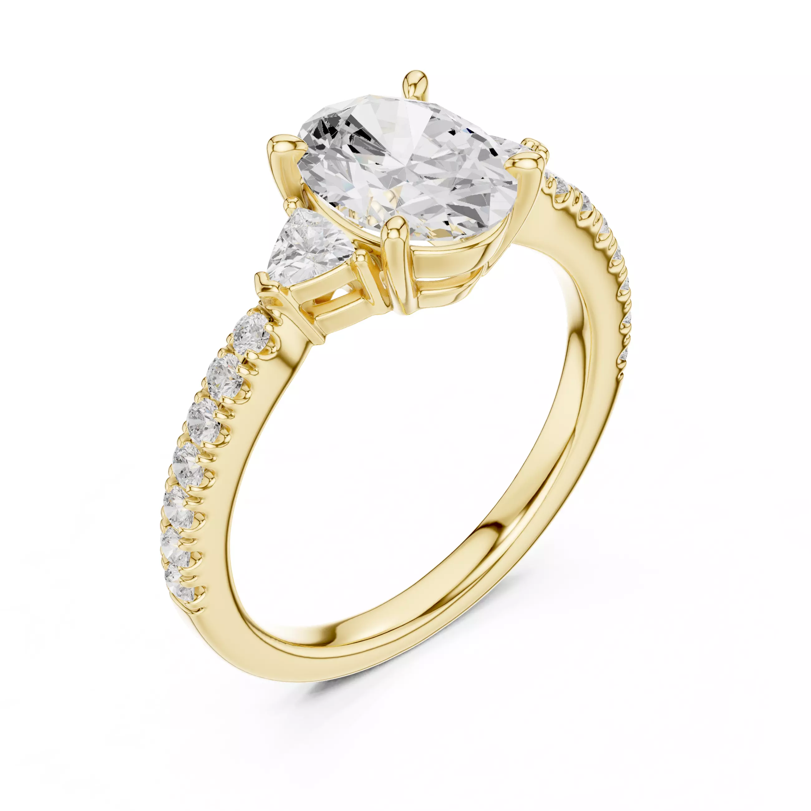 Oval and Trillion Diamond Round Cut Pave Band Ring 3DM STL Video 3D print model_7