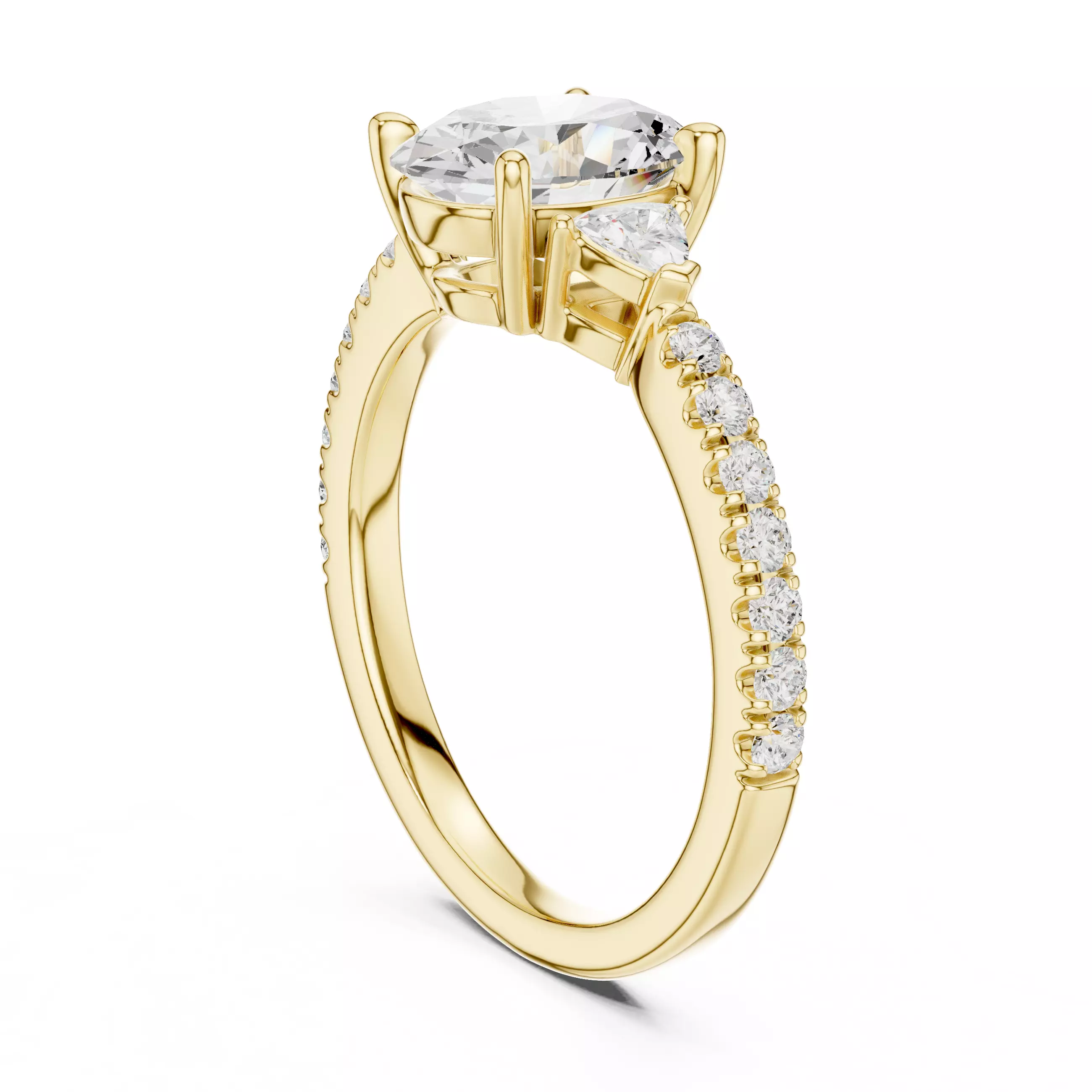 Oval and Trillion Diamond Round Cut Pave Band Ring 3DM STL Video 3D print model_6