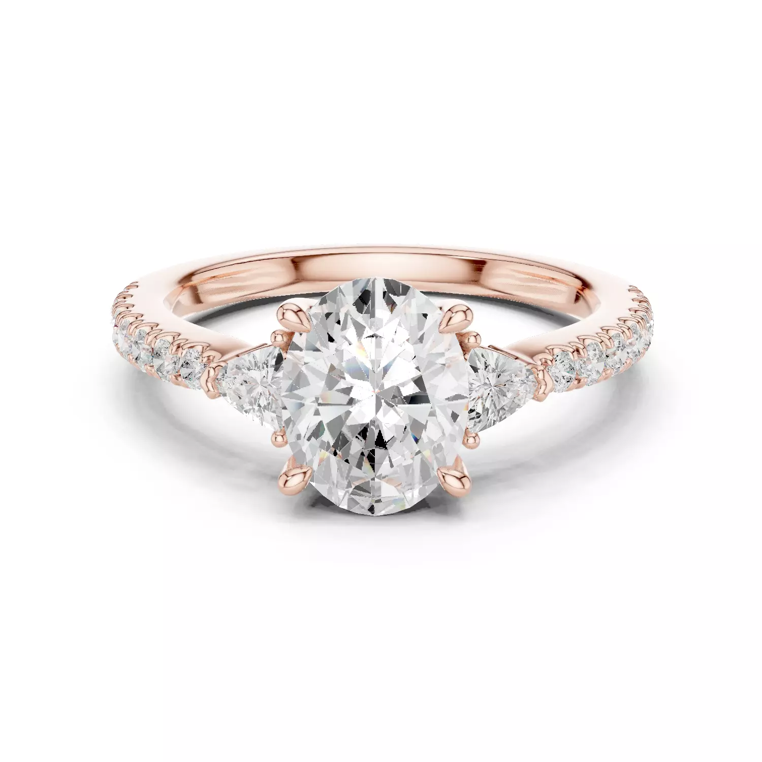 Oval and Trillion Diamond Round Cut Pave Band Ring 3DM STL Video 3D print model_12