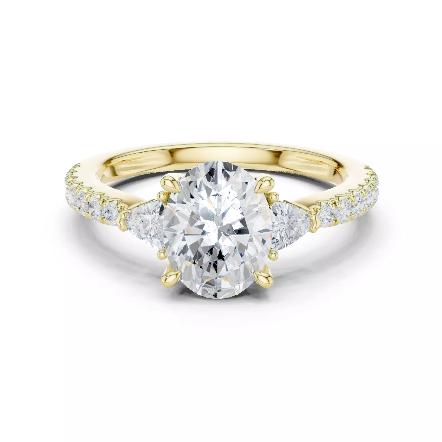 Oval and Trillion Diamond Round Cut Pave Band Ring 3DM STL Video 3D print model_13