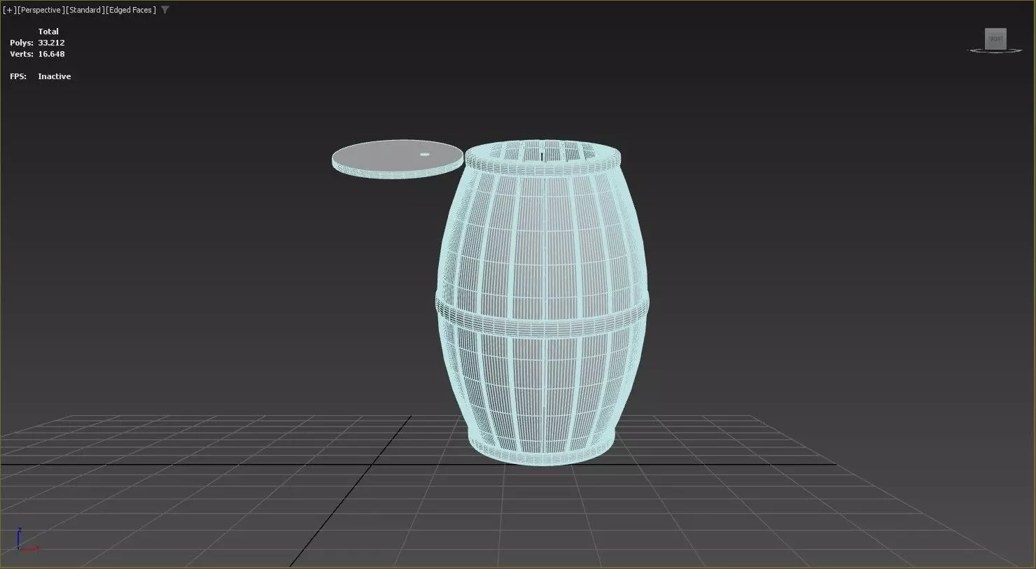 Wood Barrel Low-poly 3D model_3