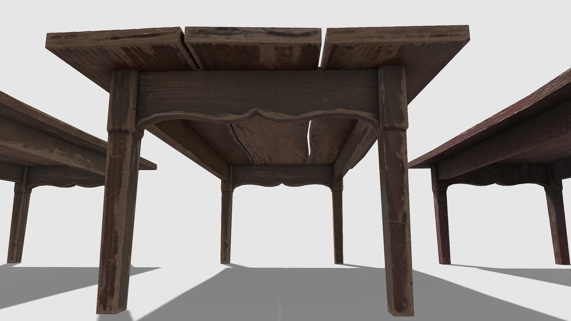 Wooden Dining Table Low-poly 3D model_5