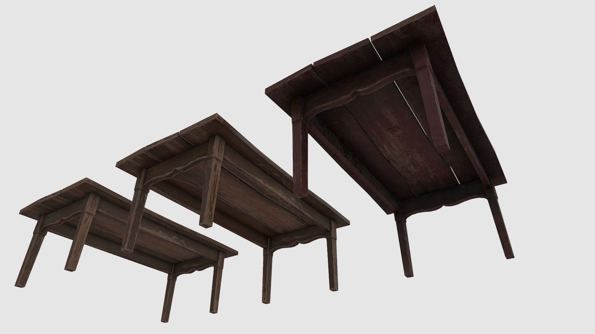 Wooden Dining Table Low-poly 3D model_4