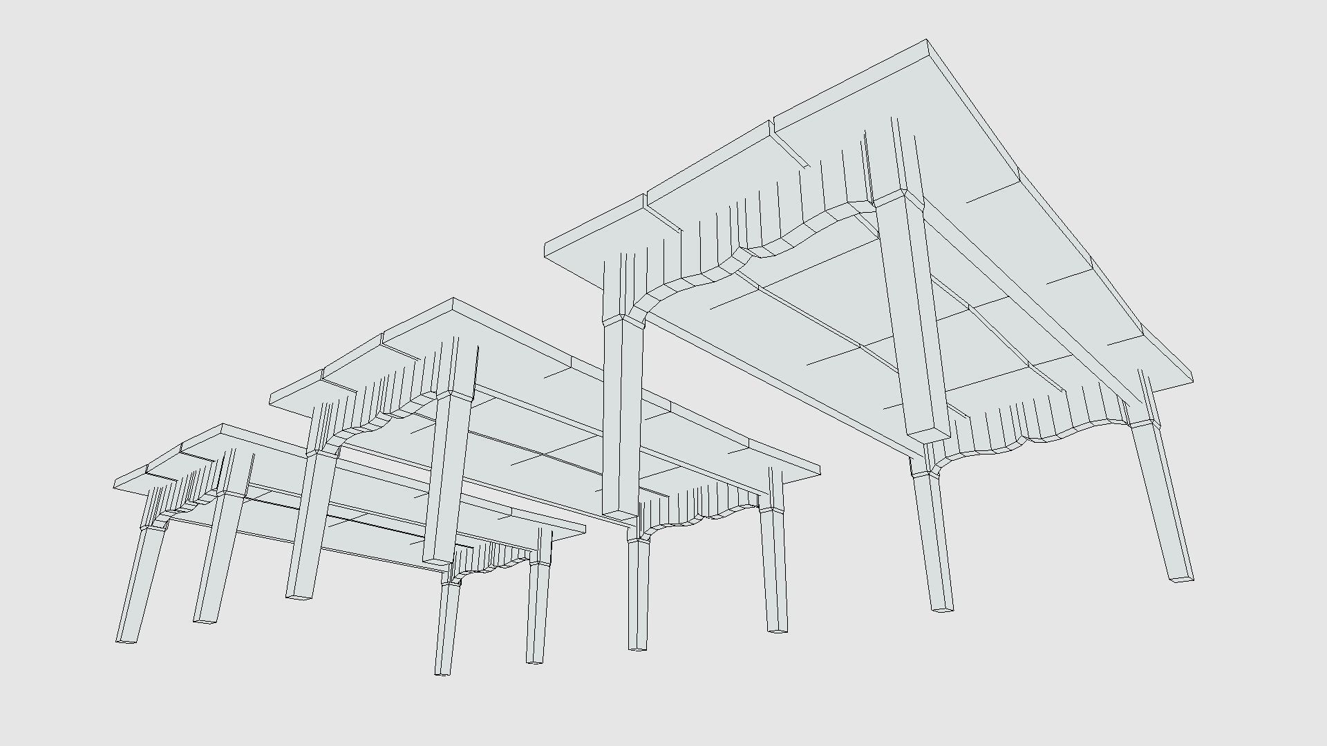 Wooden Dining Table Low-poly 3D model_7