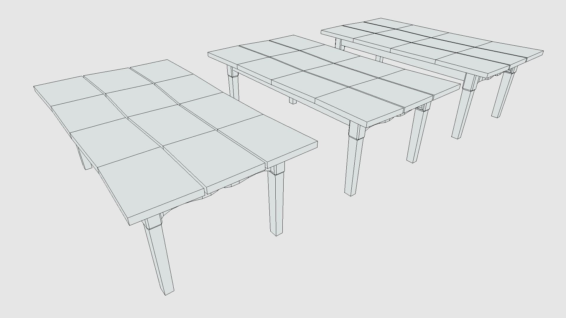 Wooden Dining Table Low-poly 3D model_6