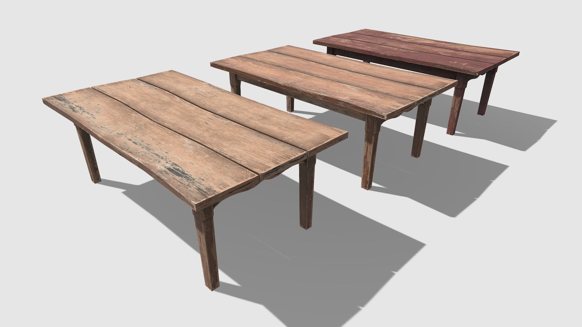 Wooden Dining Table Low-poly 3D model_1