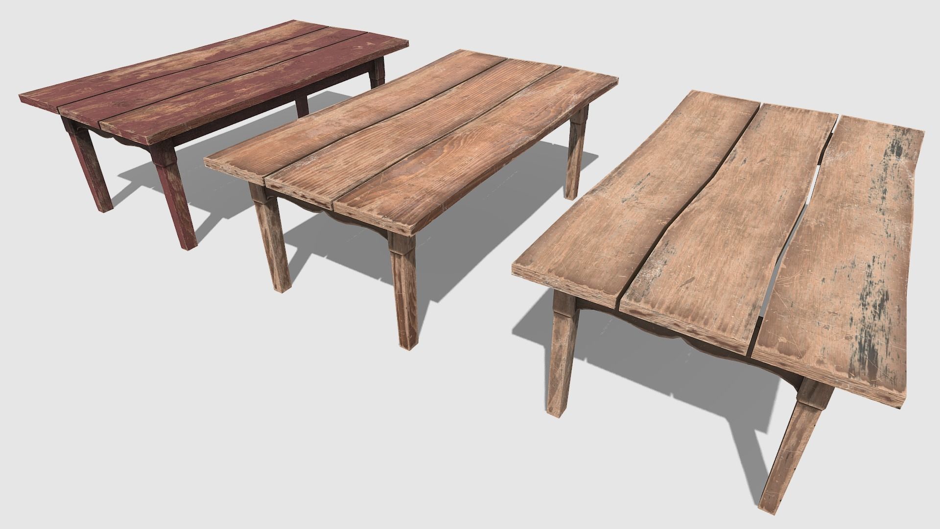 Wooden Dining Table Low-poly 3D model_3