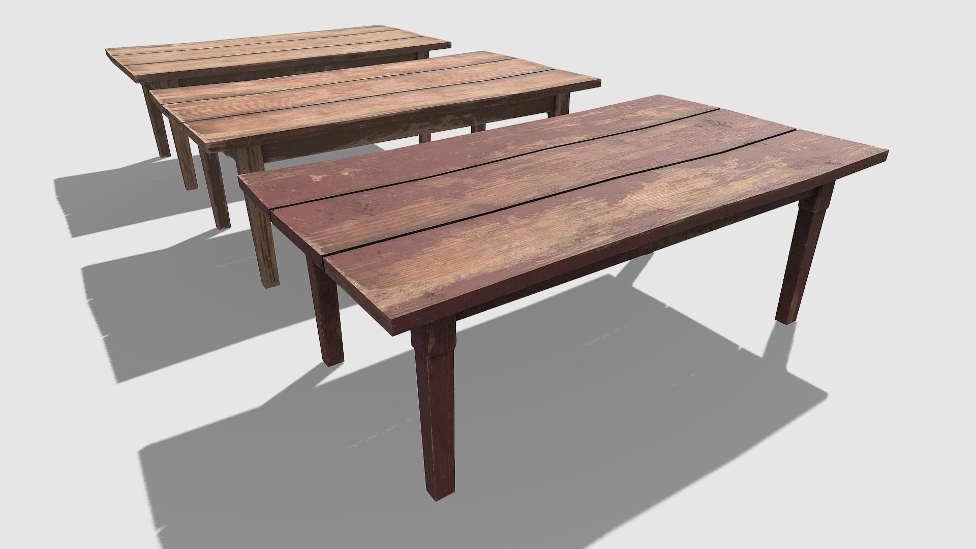 Wooden Dining Table Low-poly 3D model_2