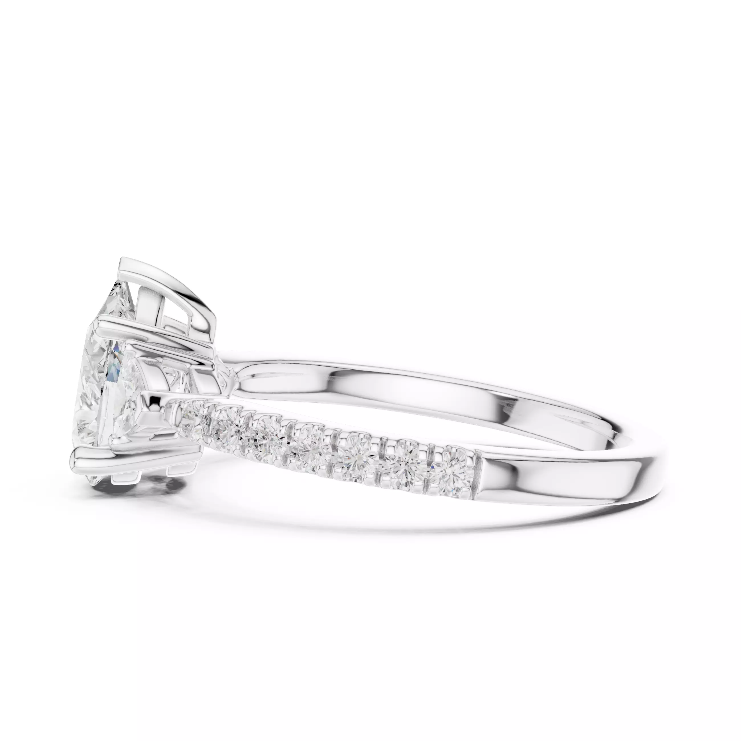 Pear and Trillion Diamond Round Cut Pave Band Ring 3DM STL Video 3D print model_11