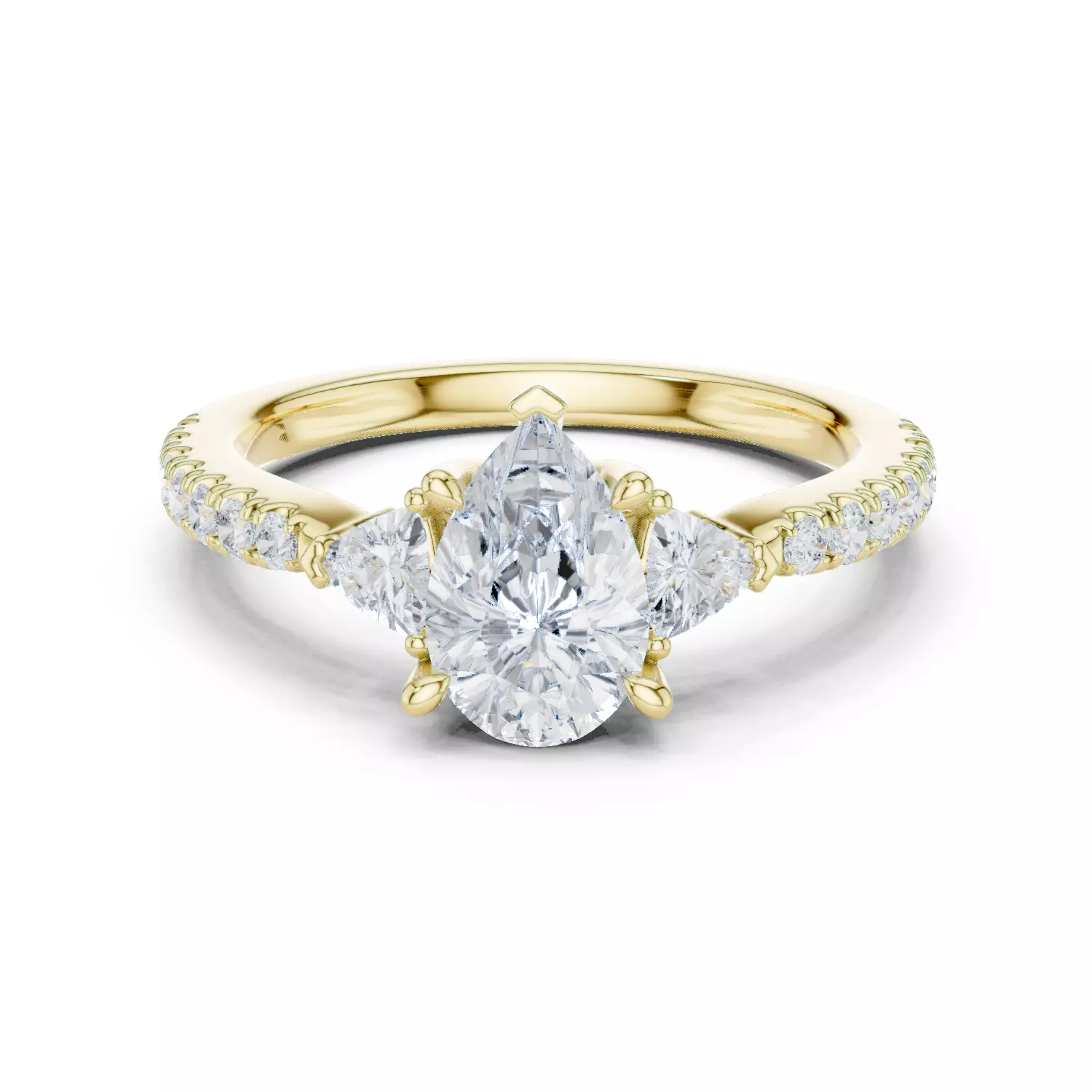 Pear and Trillion Diamond Round Cut Pave Band Ring 3DM STL Video 3D print model_13