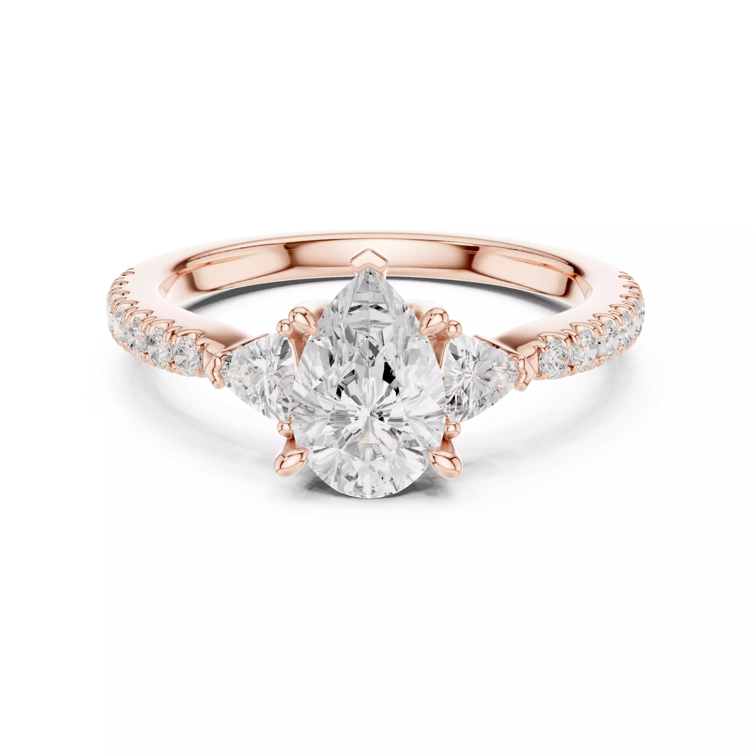 Pear and Trillion Diamond Round Cut Pave Band Ring 3DM STL Video 3D print model_0