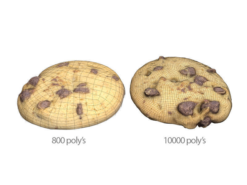 CHOC CHIP COOKIE - LOW and HIGH Poly 3D model_3